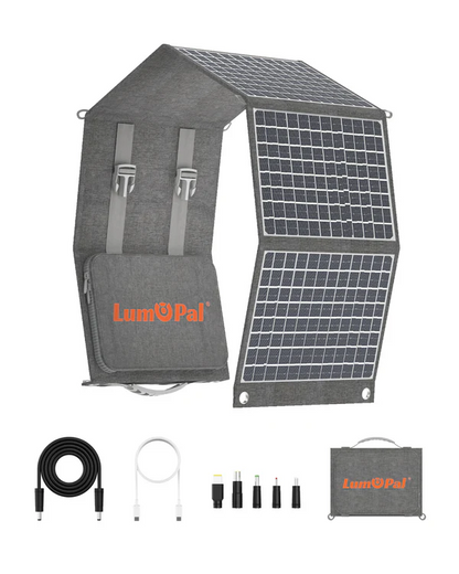 LUMOPAL 60W Foldable Portable Waterproof Solar Panel, Black